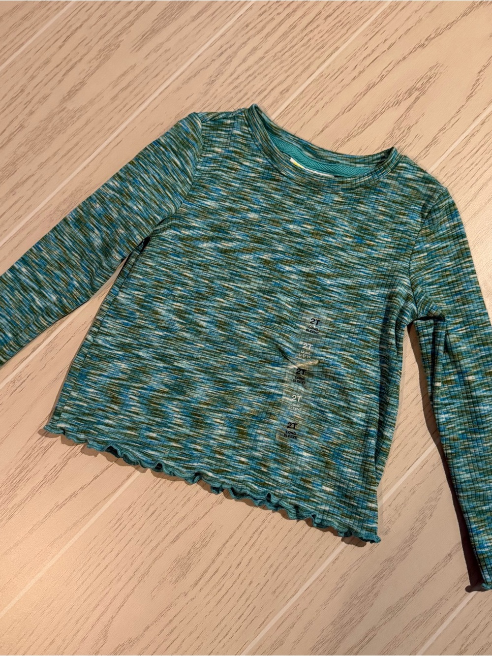 Epic Threads Toddler Girls 2T Teal Ribbed Space Dye Long Sleeve Top NWOT